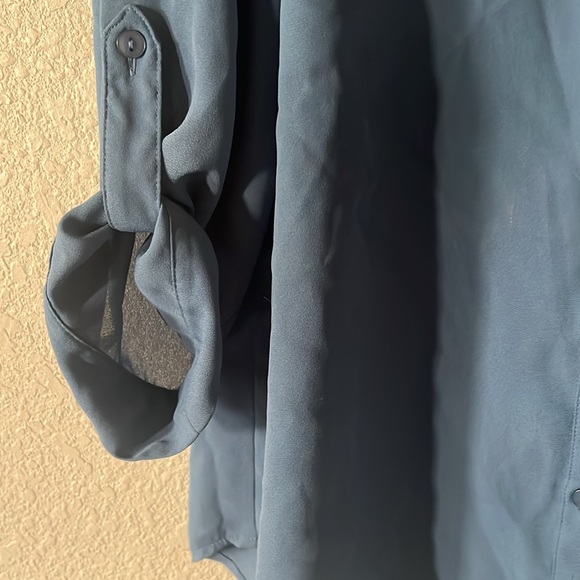 by & by blouse dark teal button up size Large - Picture 4 of 5
